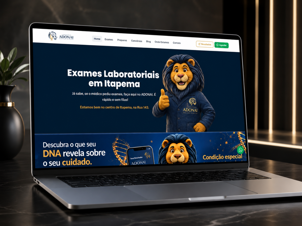 Mockup Laboratório Adonai